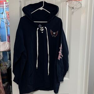 NHL Washington Capitals Navy Lace-Up Hoodie